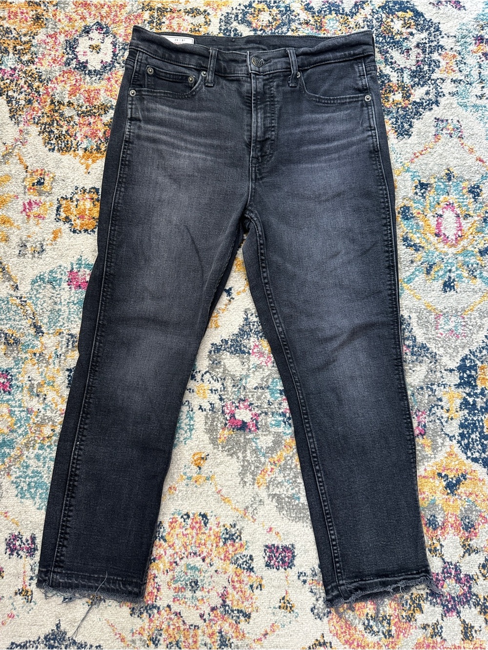 GAP Vintage Slim High Rise Black Raw Hem Denim Jeans Size 29 8P